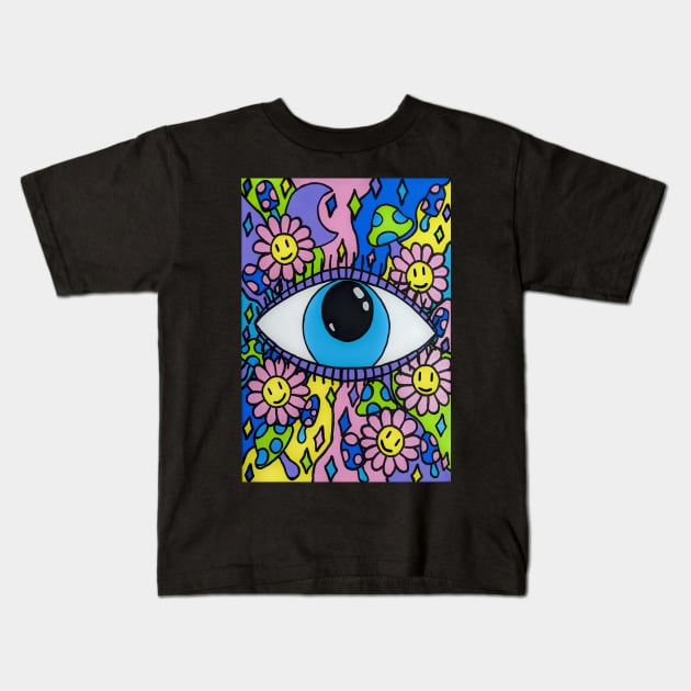 Trippy eye Kids T-Shirt by Lil-Bit-Batty